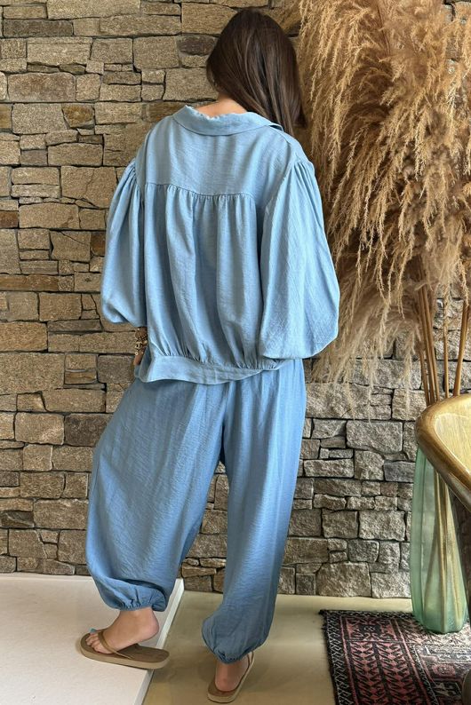 Basso Tie Smock Blouse Denim